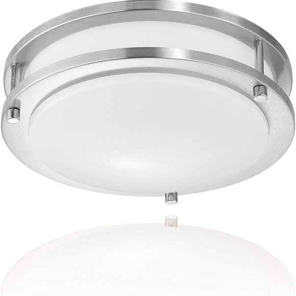 MYTH REALM 10" Double Rings LED Flush Mount Ceiling Light Silver 5000K - Picture 1 of 11